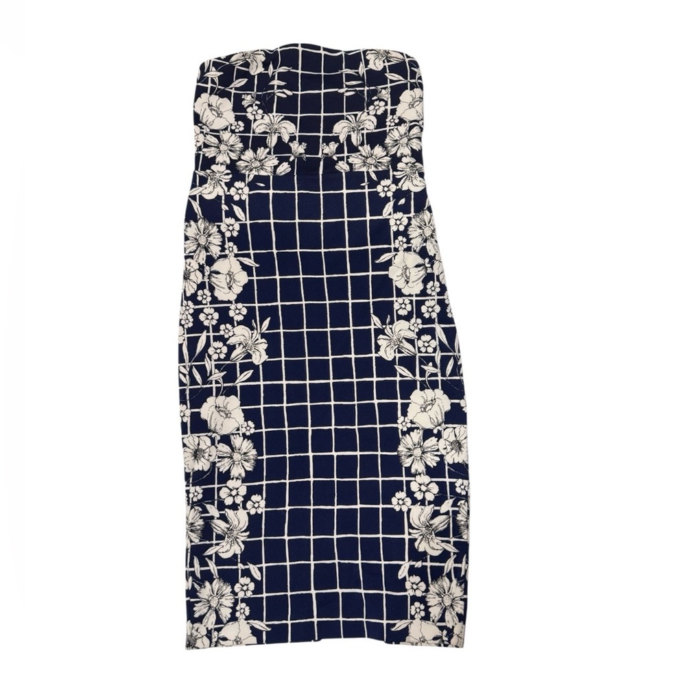 Express Navy Blue and White Floral Bodycon Staples Dress